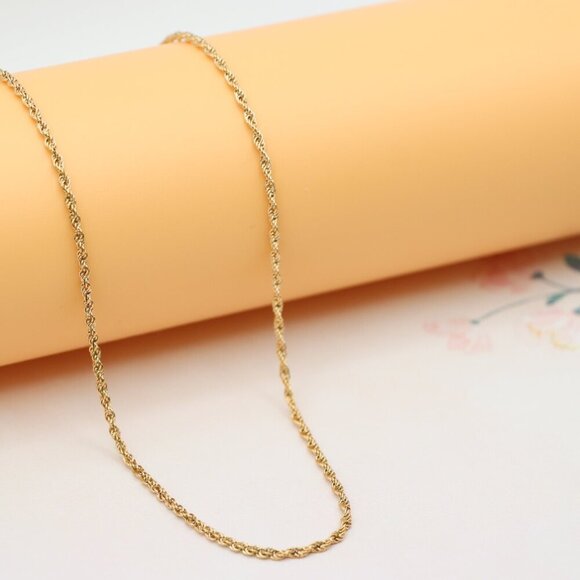 Twisted Rope Rose Gold Necklace – Elegant 18 Inch Chain Design, XPNL0206 - Picture 9 of 12